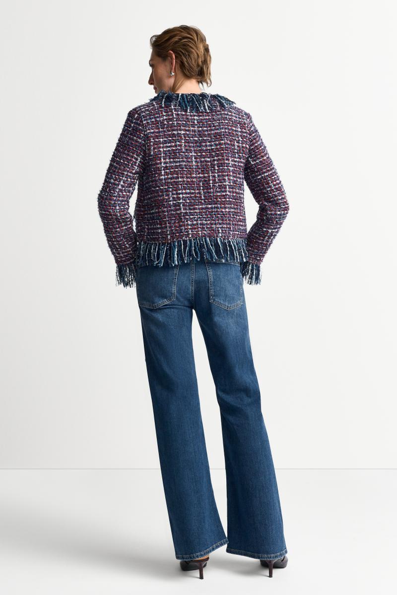 Damen Jacke Fringed Boucle