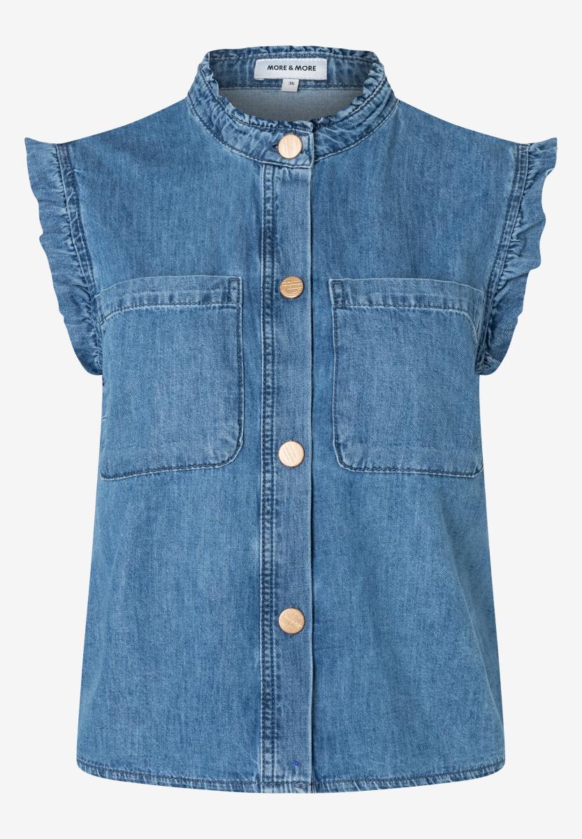 Jeansbluse mit Rüschenärmeln