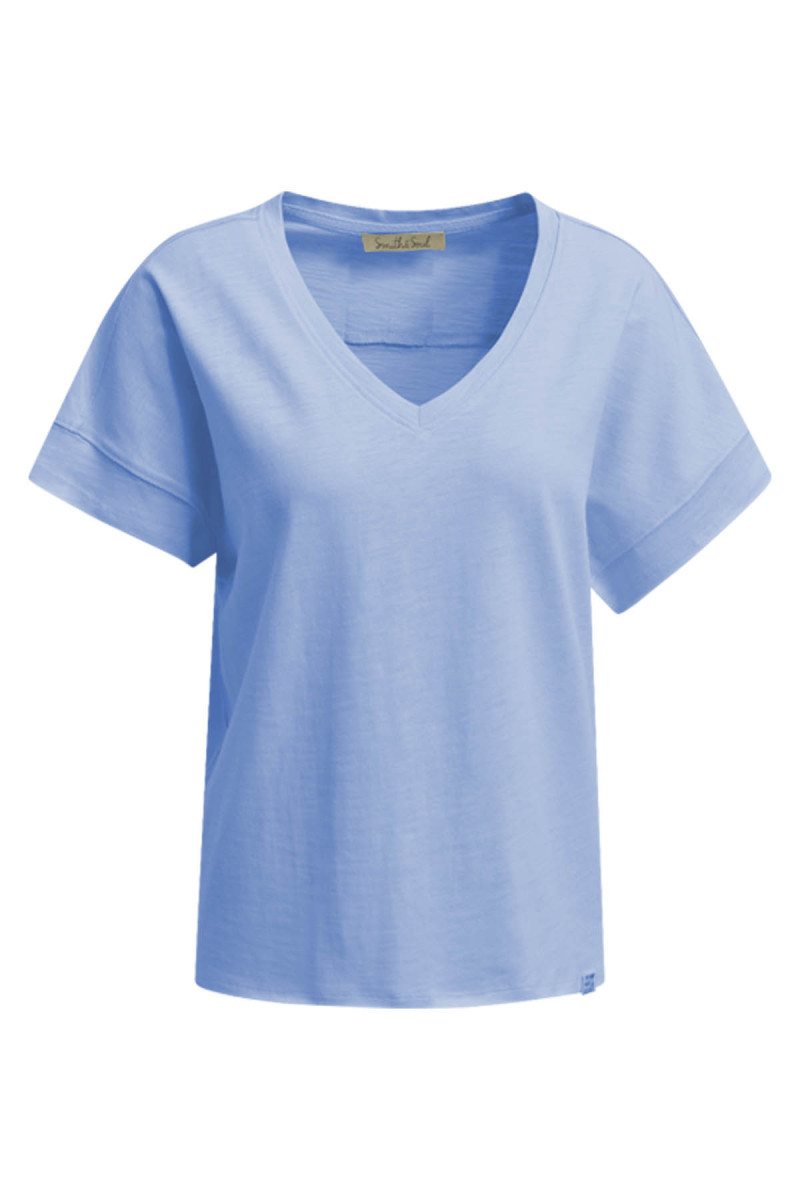 Damen Sweatshirt Shortsleeve V-Neck