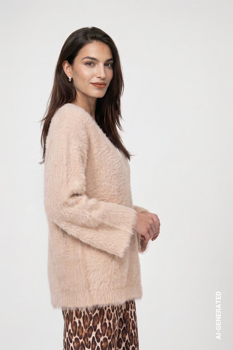 Damen Strickpullover mit V-Ausschnitt