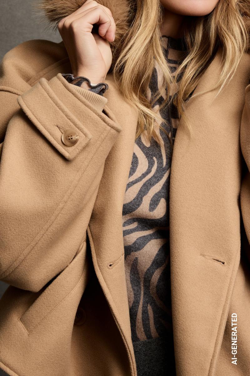 Damen Jacke mit Kunstfellkragen
