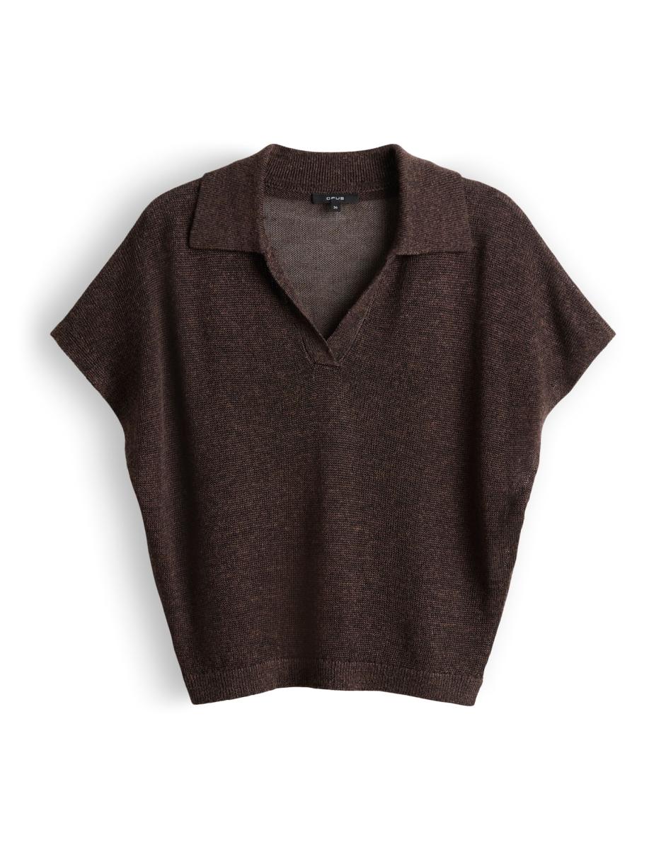 Damen Kurzarm-Strick-Poloshirt Pazil