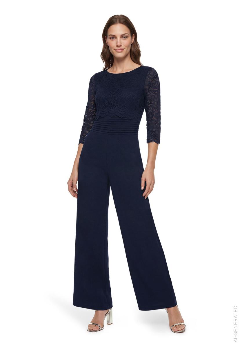 Jumpsuit mit Spitzen-Ärmeln