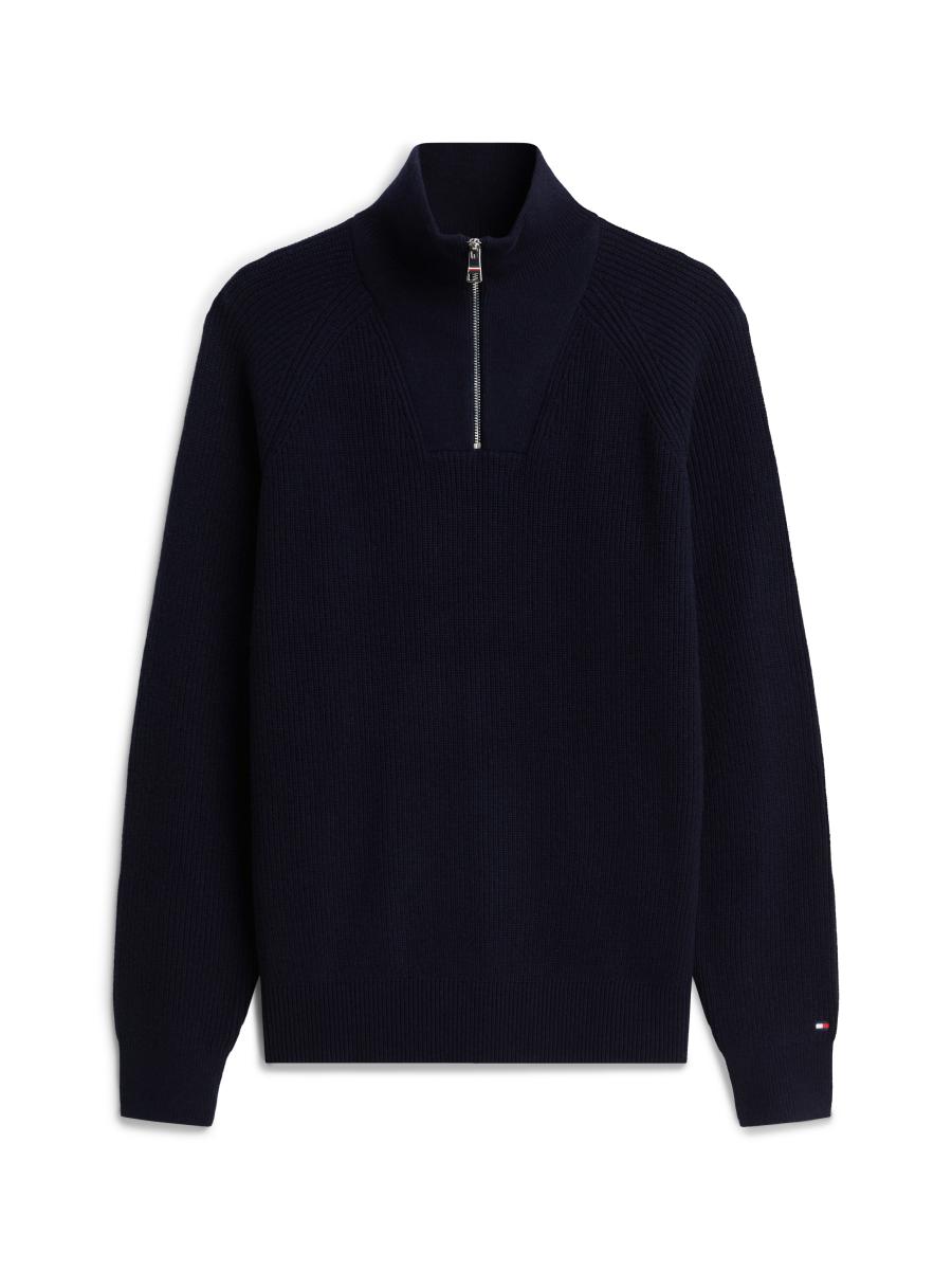 Herren Pullover Fisherman Rib Zip Mock