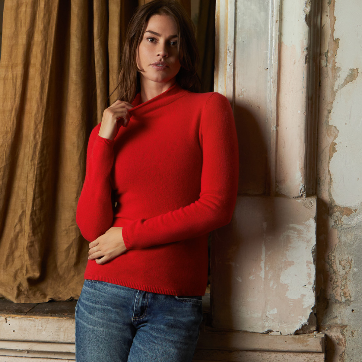 Damen Cashmere Pullover mit Stehkragen