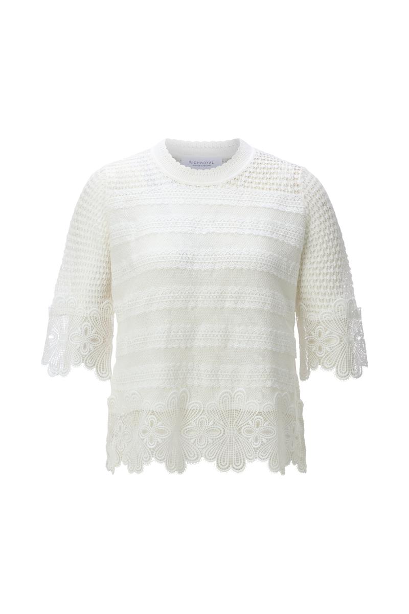 Damen Pullover RNK SH SLVS Lace Stitch