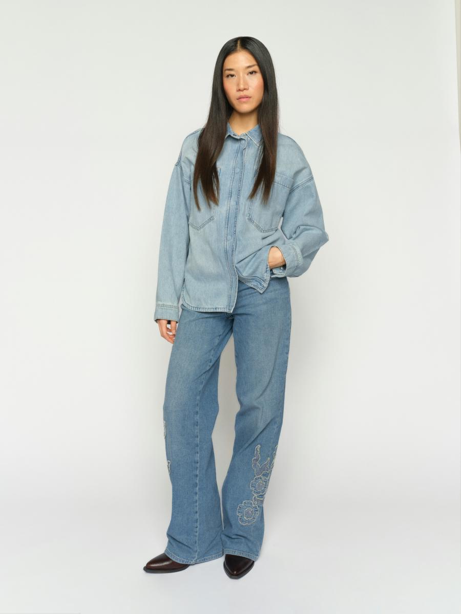 Damen Jeanshemd MMEmm Flower