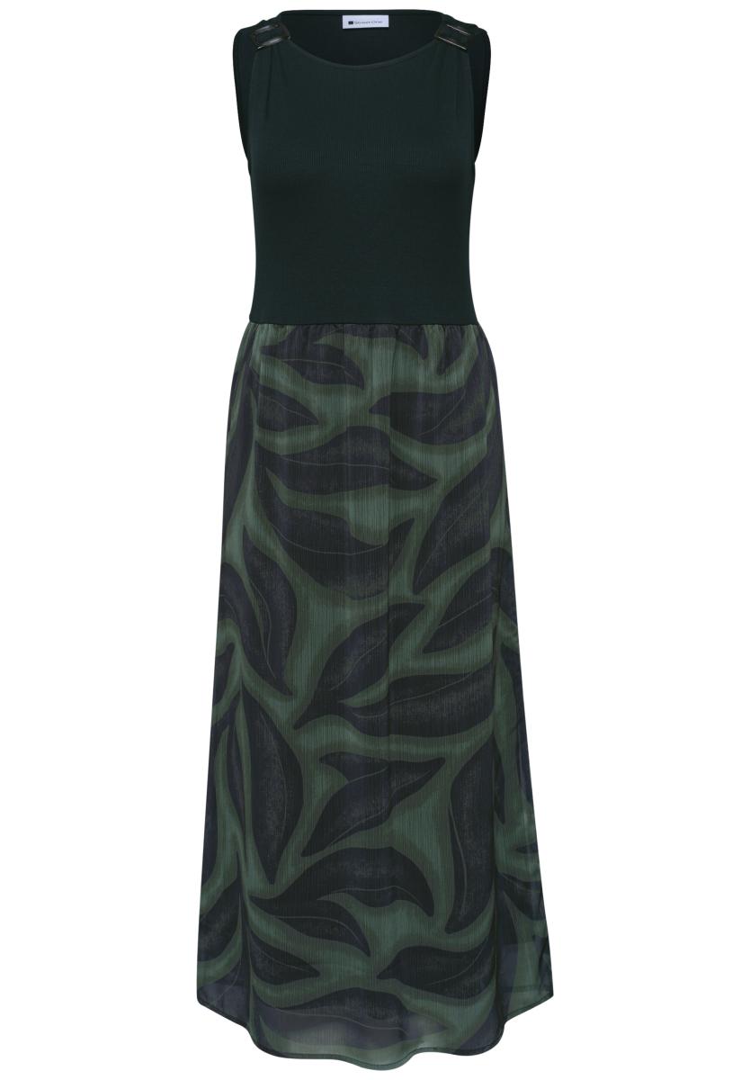 Midi-Kleid mit Strukturmix und Print