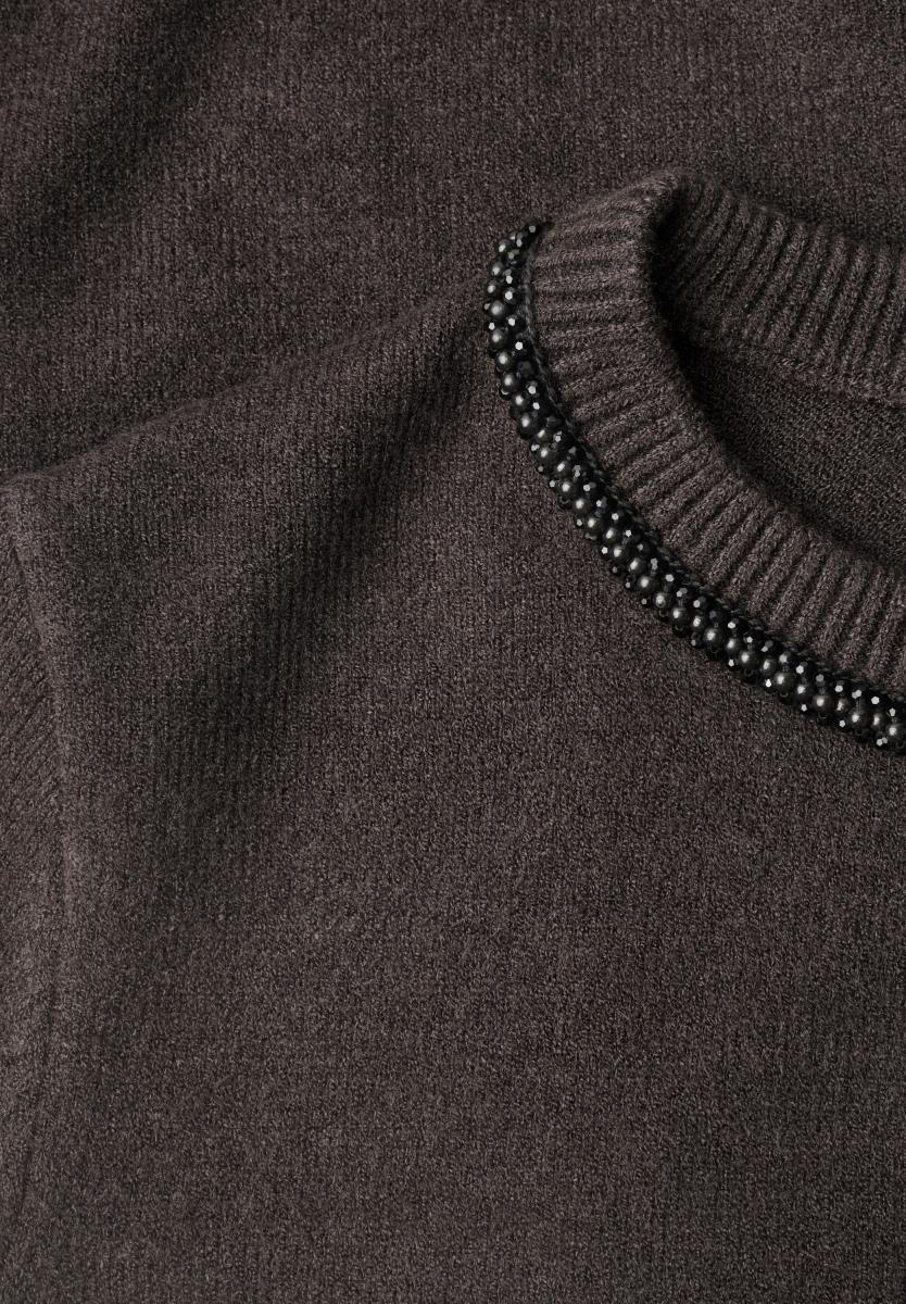 Damen Kurzarm-Pullover mit Schmuckdetail