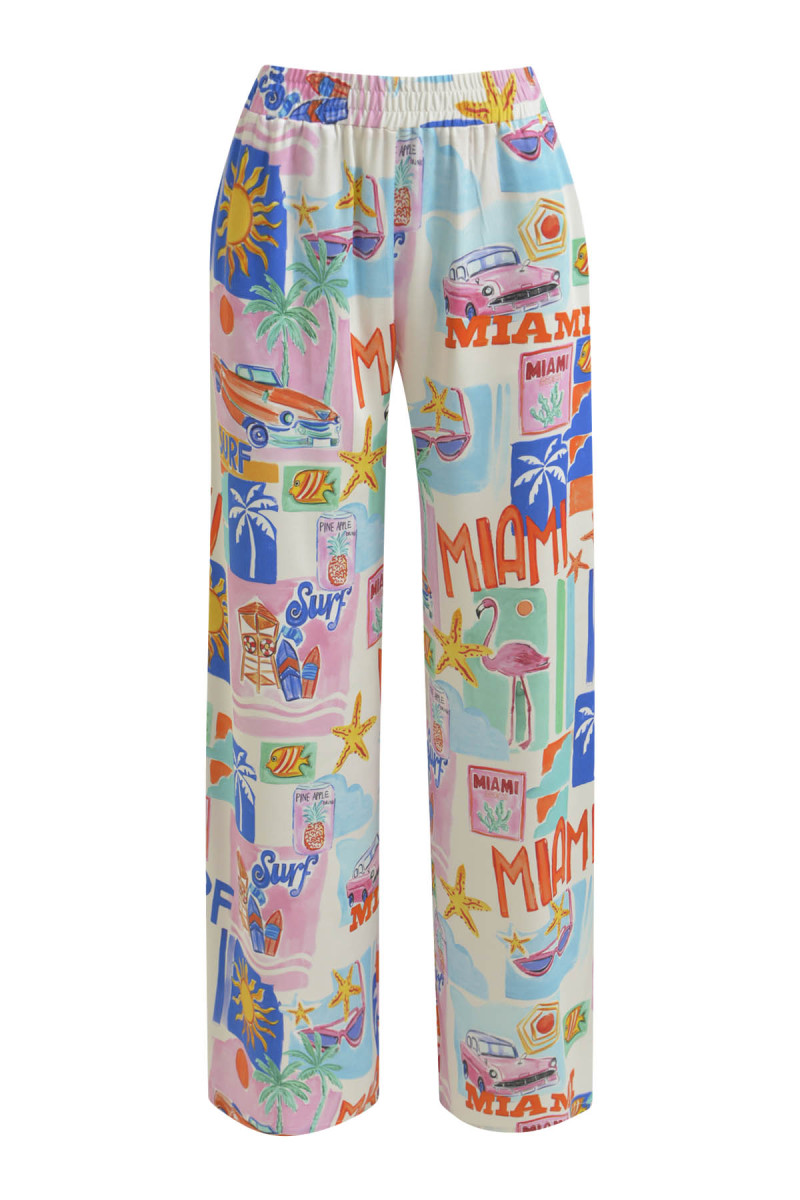 Damen Wide-Leg-Hose mit Allover-Print