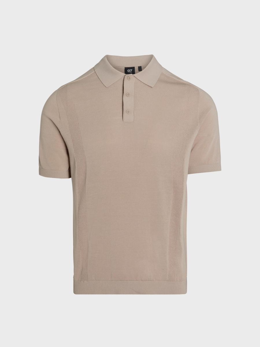 Herren Strick-Poloshirt aus Baumwoll-Leinen-Mix