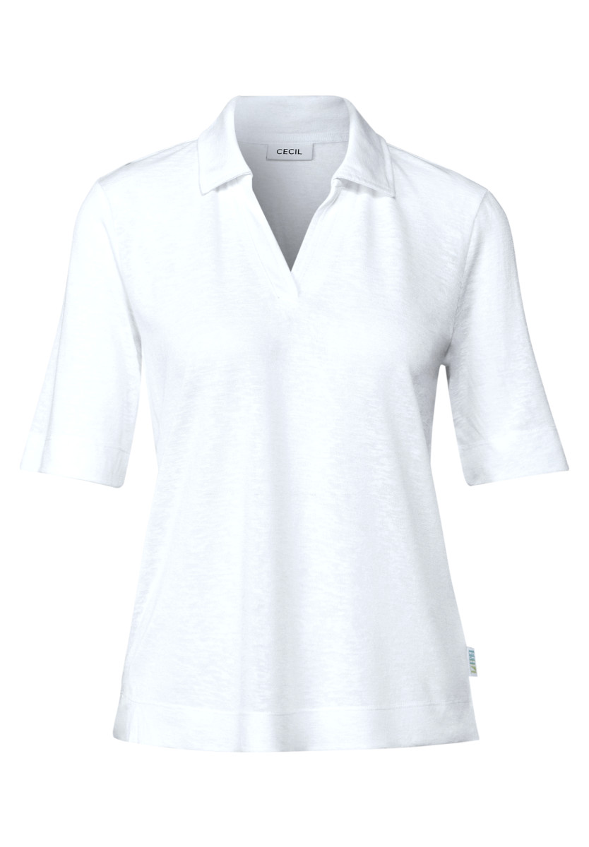 Damen Poloshirt Leinen-Optik