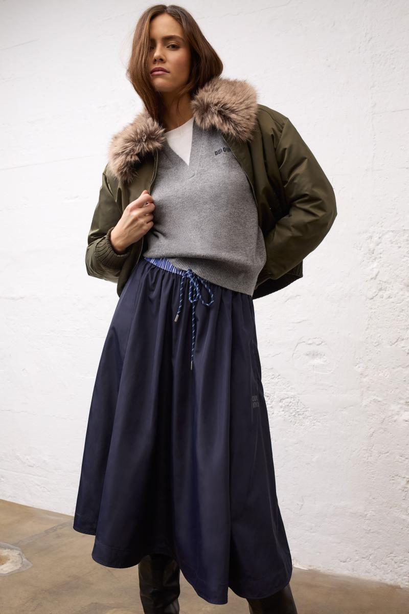 Damen Blouson mit Kunstpelzkragen