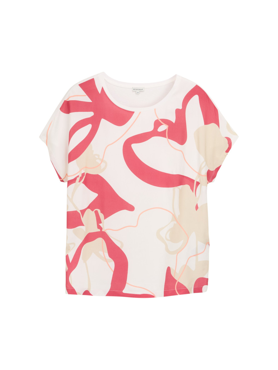 Curvy T-Shirt im Material-Mix