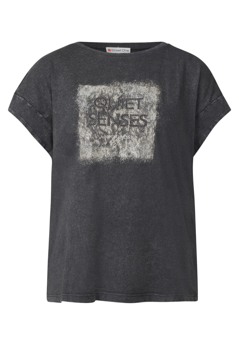 Damen Top Washed-Look Artwork