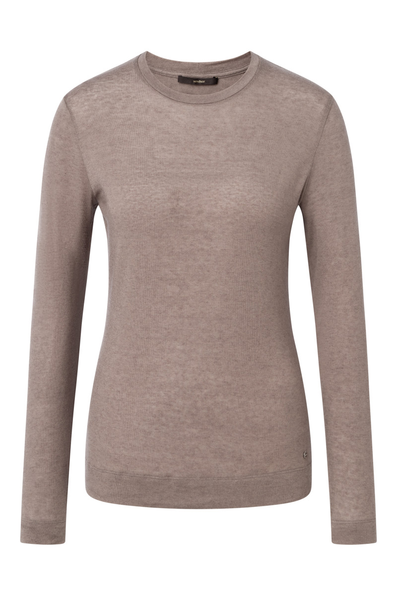 Feiner Lyocell-Woll-Pullover mit Rundhalsausschnitt