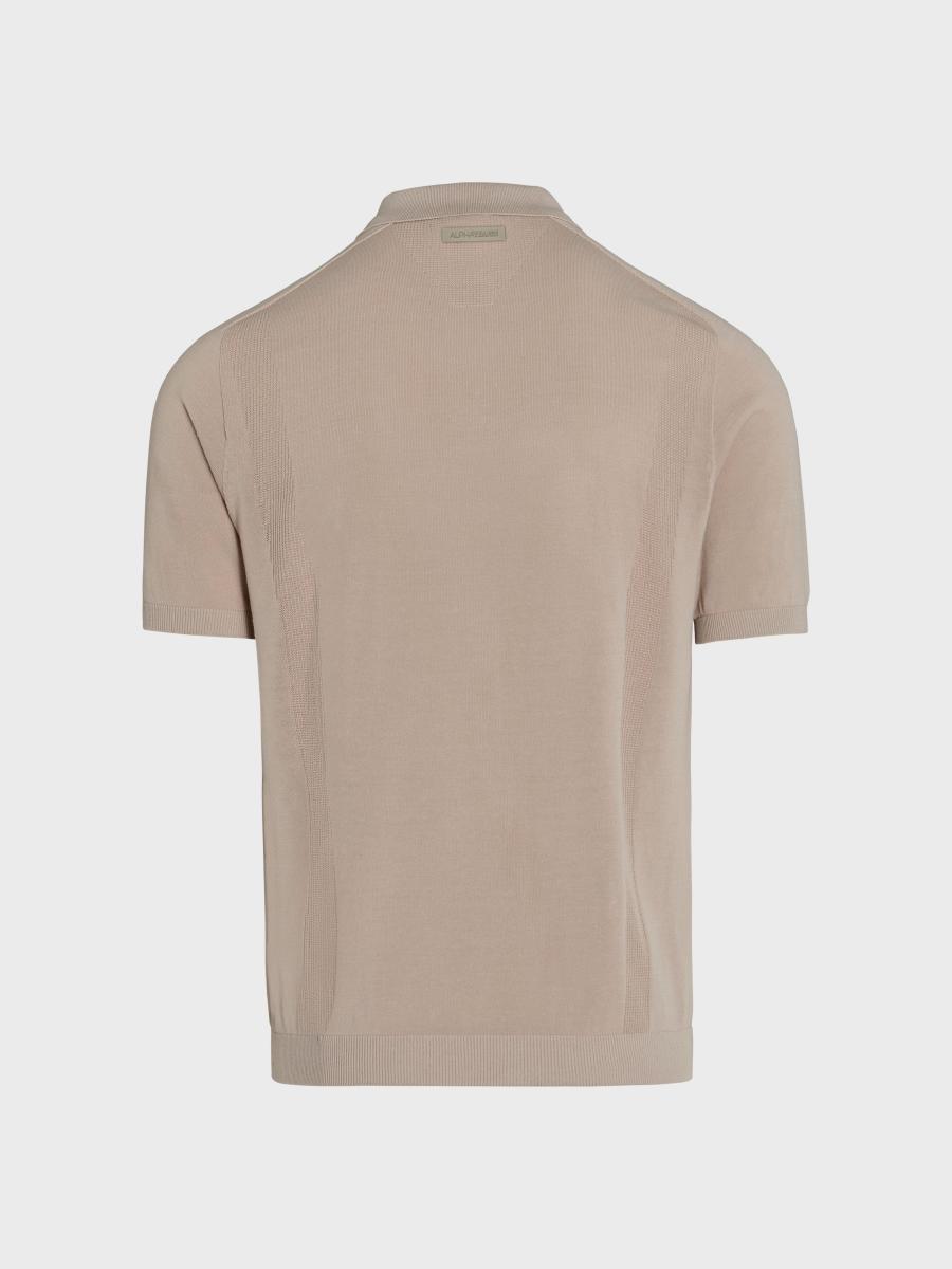 Herren Strick-Poloshirt aus Baumwoll-Leinen-Mix