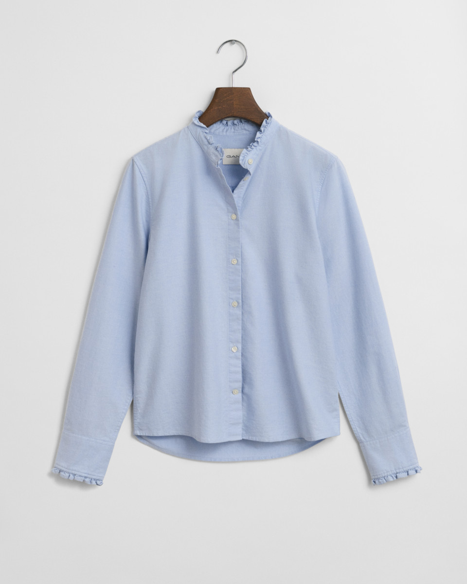 Klassische Oxford-Bluse mit Rüschen