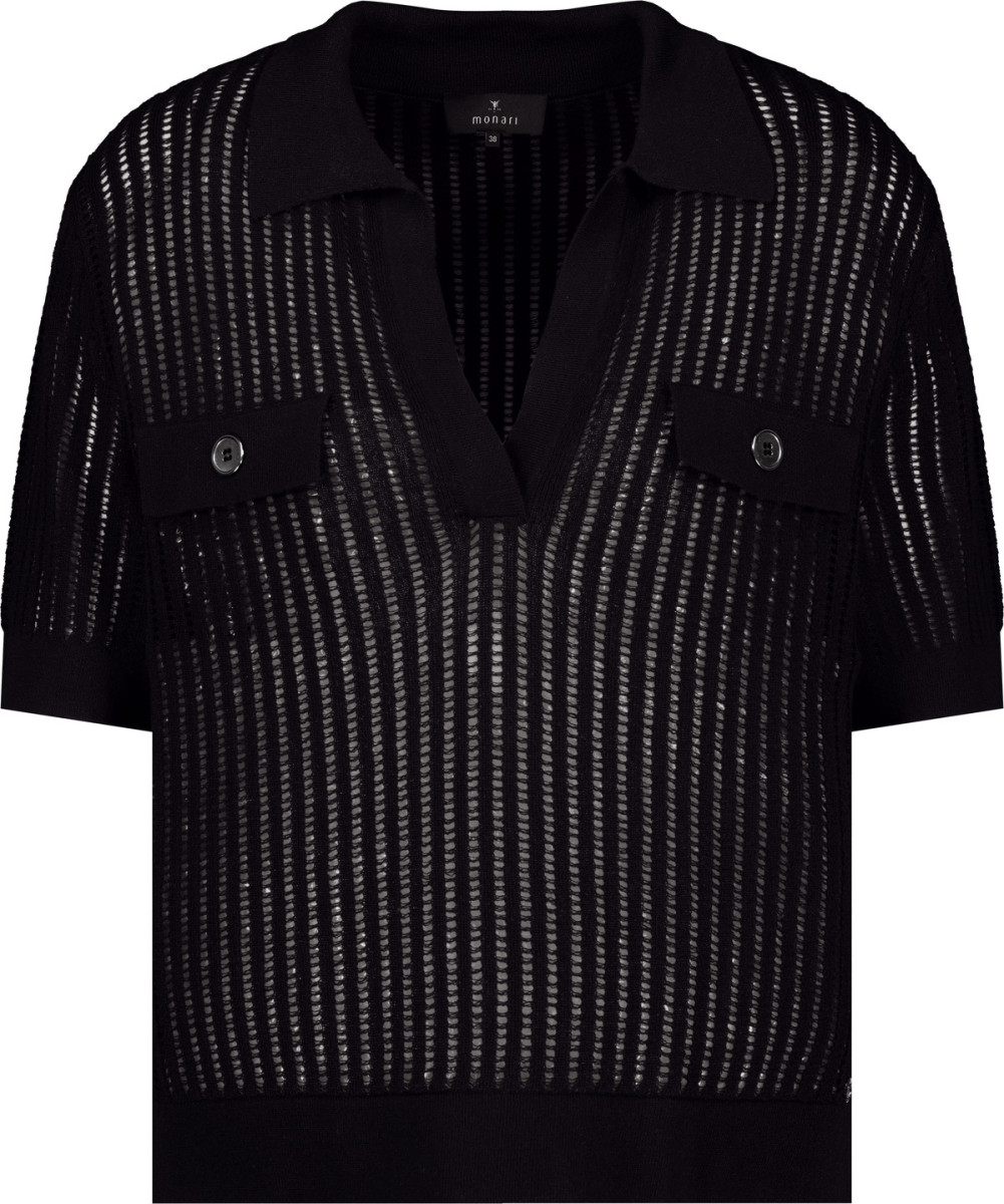 Damen Ajour-Polo-Pullover