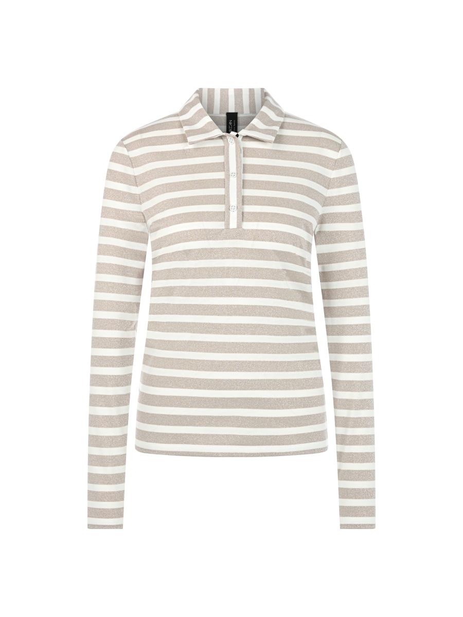 Damen Langarm-Poloshirt Lurex-Glow
