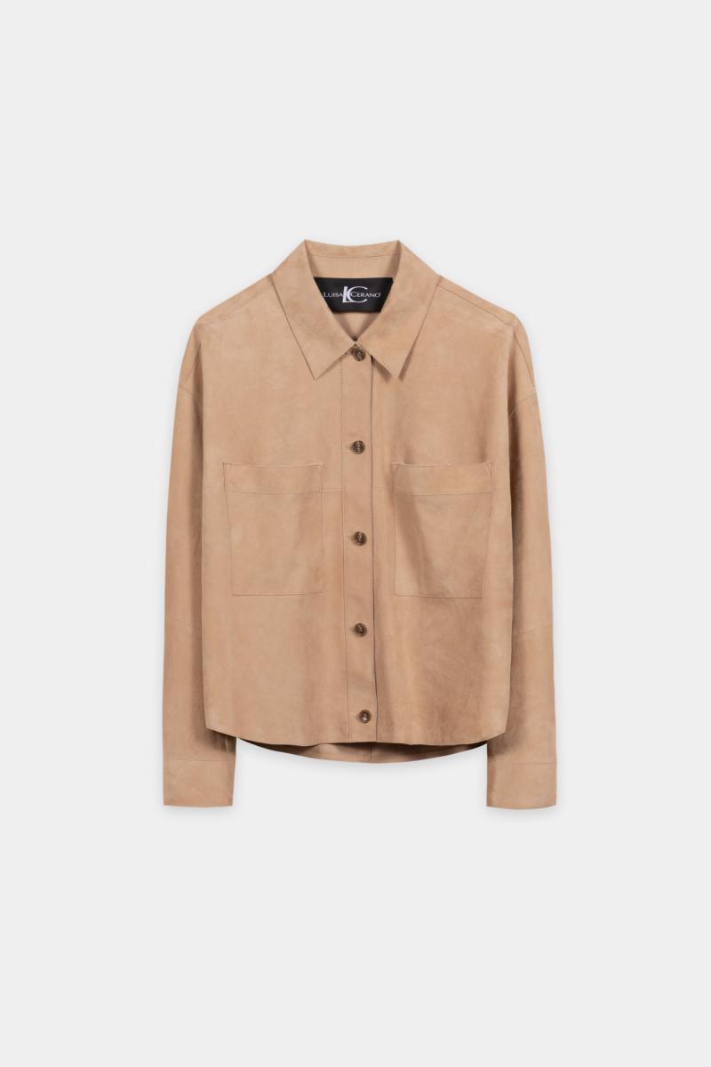 Damen Veloursleder-Overshirt