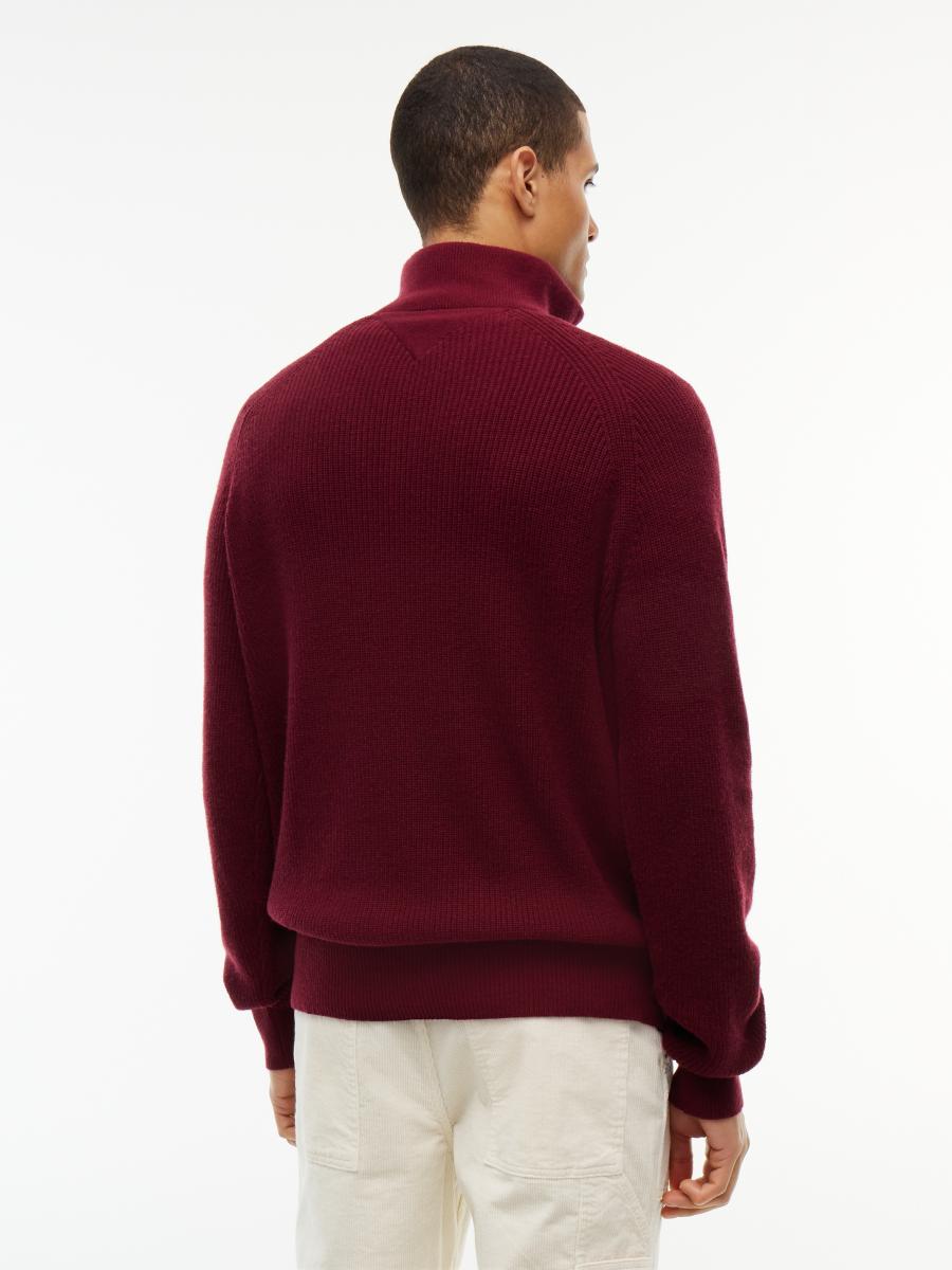 Herren Pullover Fisherman Rib Zip Mock