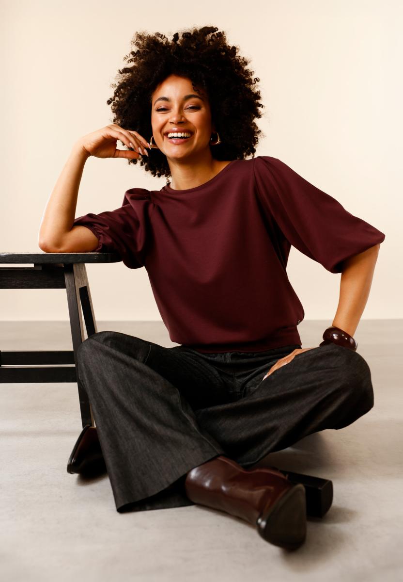 Damen Sweatshirt mit Puffärmeln