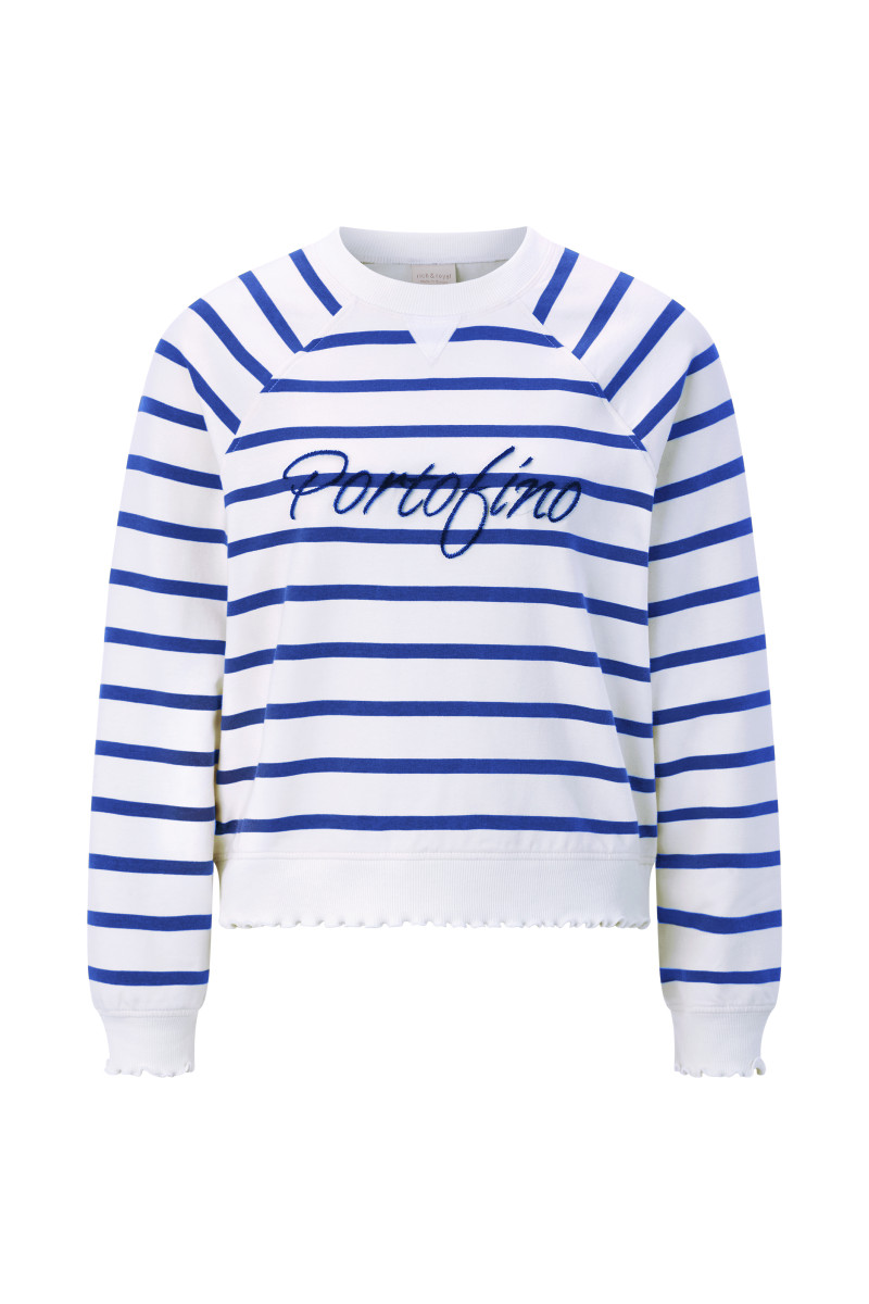 Damen Sweatshirt Striped Sweaty With Application
