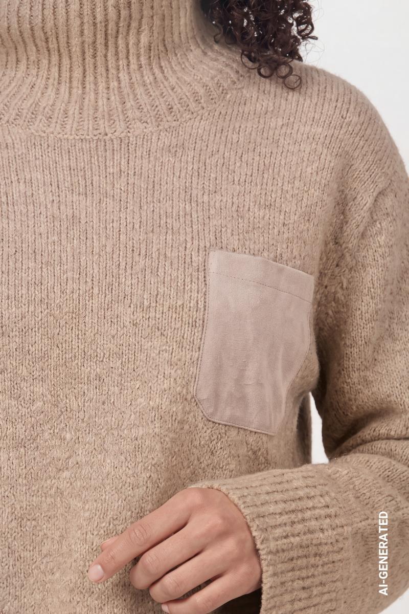 Damen Pullover Mit Brusttasche