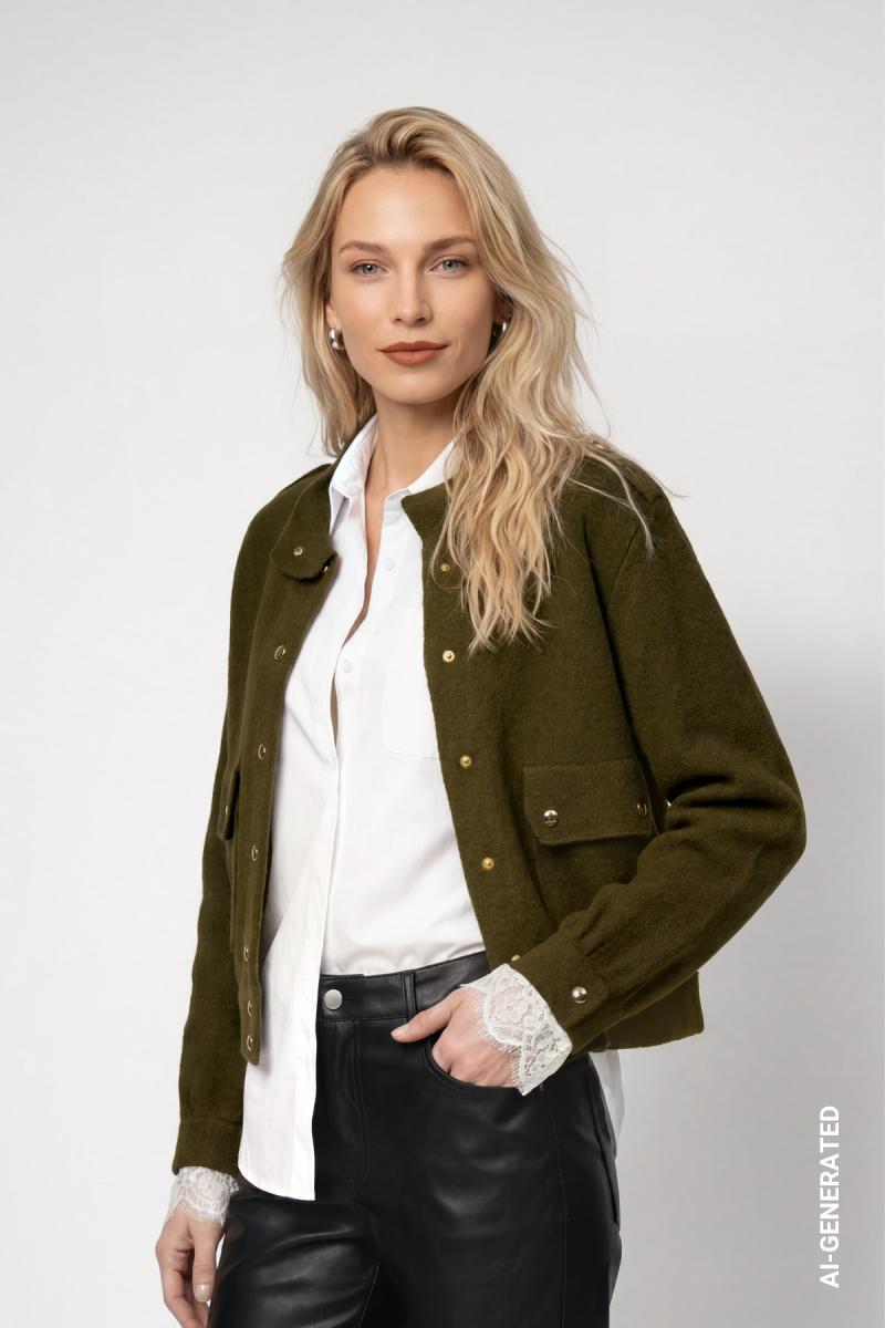 Damen Strickjacke Mit Schmuckknöpfen