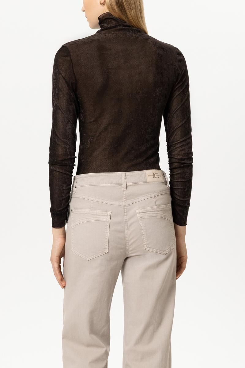 Damen Samt-Turtleneck-Shirt