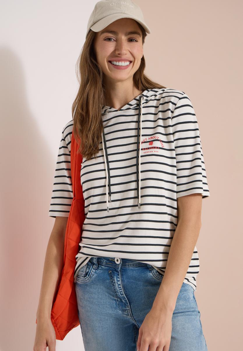 Damen Kurzarm Kapuzenshirt