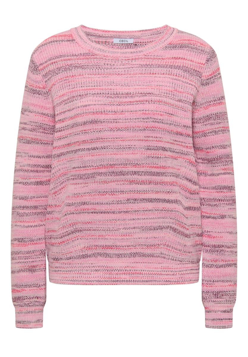 Damen Pullover mit Rundhals und Space-Dye-Optik