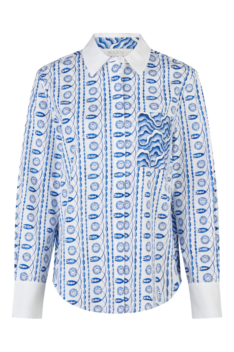 Baumwollbluse mit Allover-Print