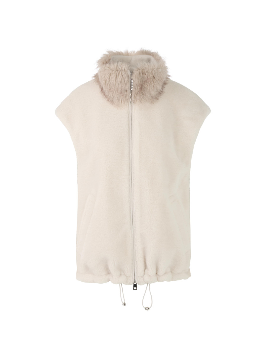 Damen Weste mit Fake Fur Kragen