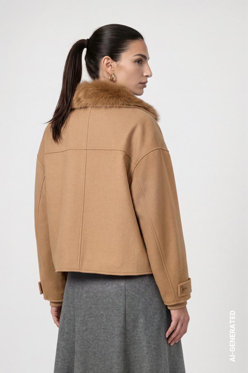 Damen Jacke mit Kunstfellkragen