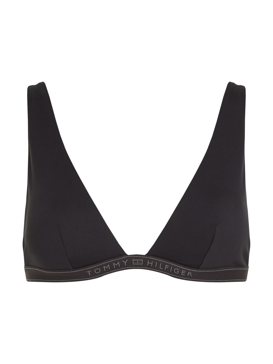 Bikinioberteil mit tiefem Dekolleté und Logo