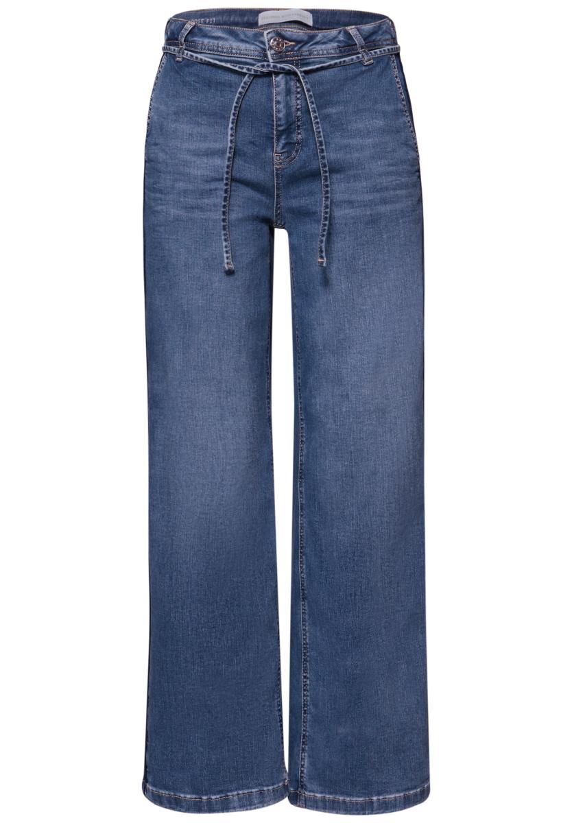 Damen Wide Leg Jeans mit Gürteldetail