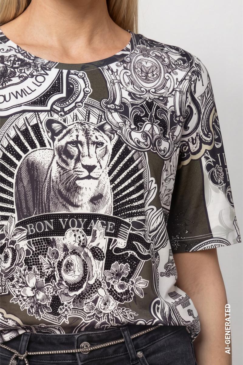 Damen T-Shirt mit Emblem-Muster