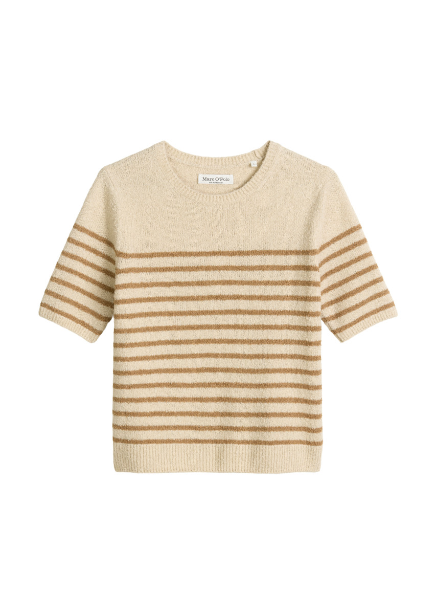Damen Gestreifter Kurzarm-Pullover