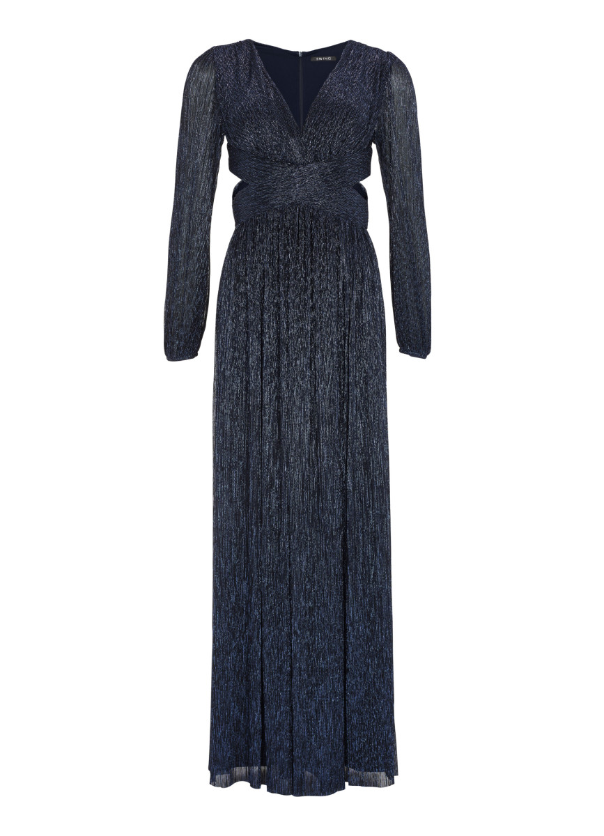 Plissiertes Maxikleid mit Cut-outs