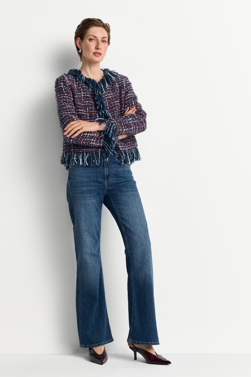 Damen Jacke Fringed Boucle