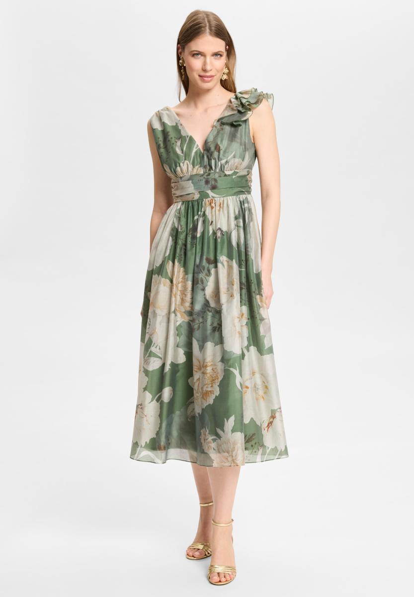 Cocktailkleid aus bedrucktem Lyocell