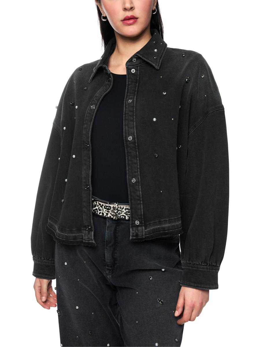 Damen Jeanshemd mit Schmucksteinen