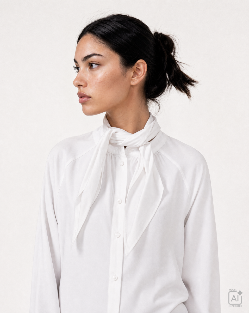 Raglanbluse mit Schalkragen