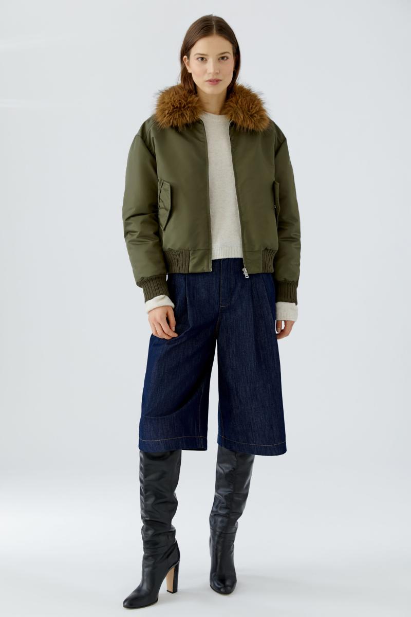 Damen Blouson mit Kunstpelzkragen