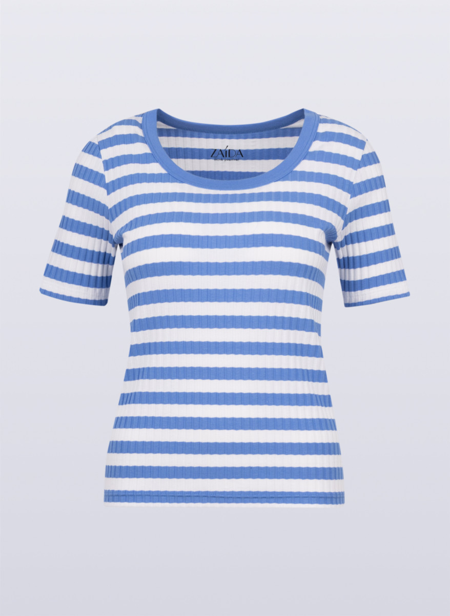 Damen Rippen-Ringel Shirt