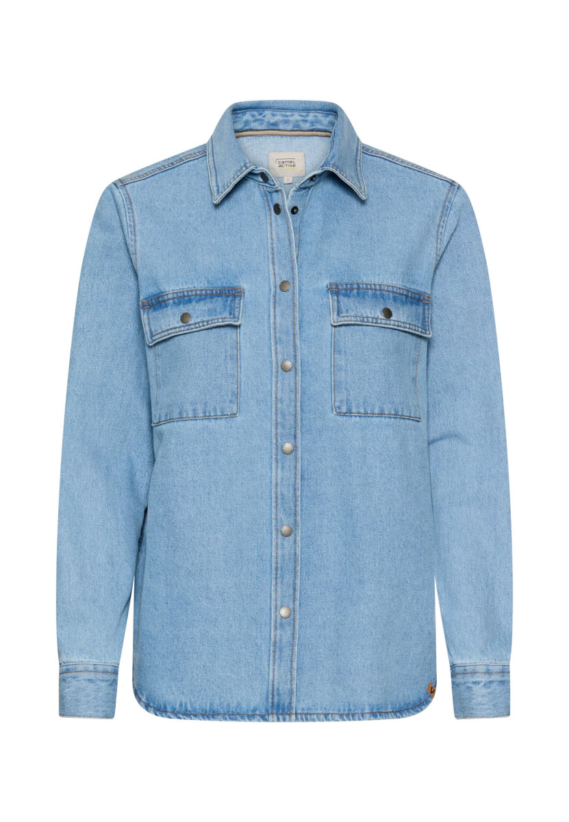 Jeansbluse Mit Knopfleiste