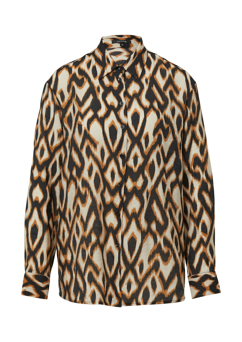 Lässige Hemdbluse aus Viskosemix mit All-over-Print