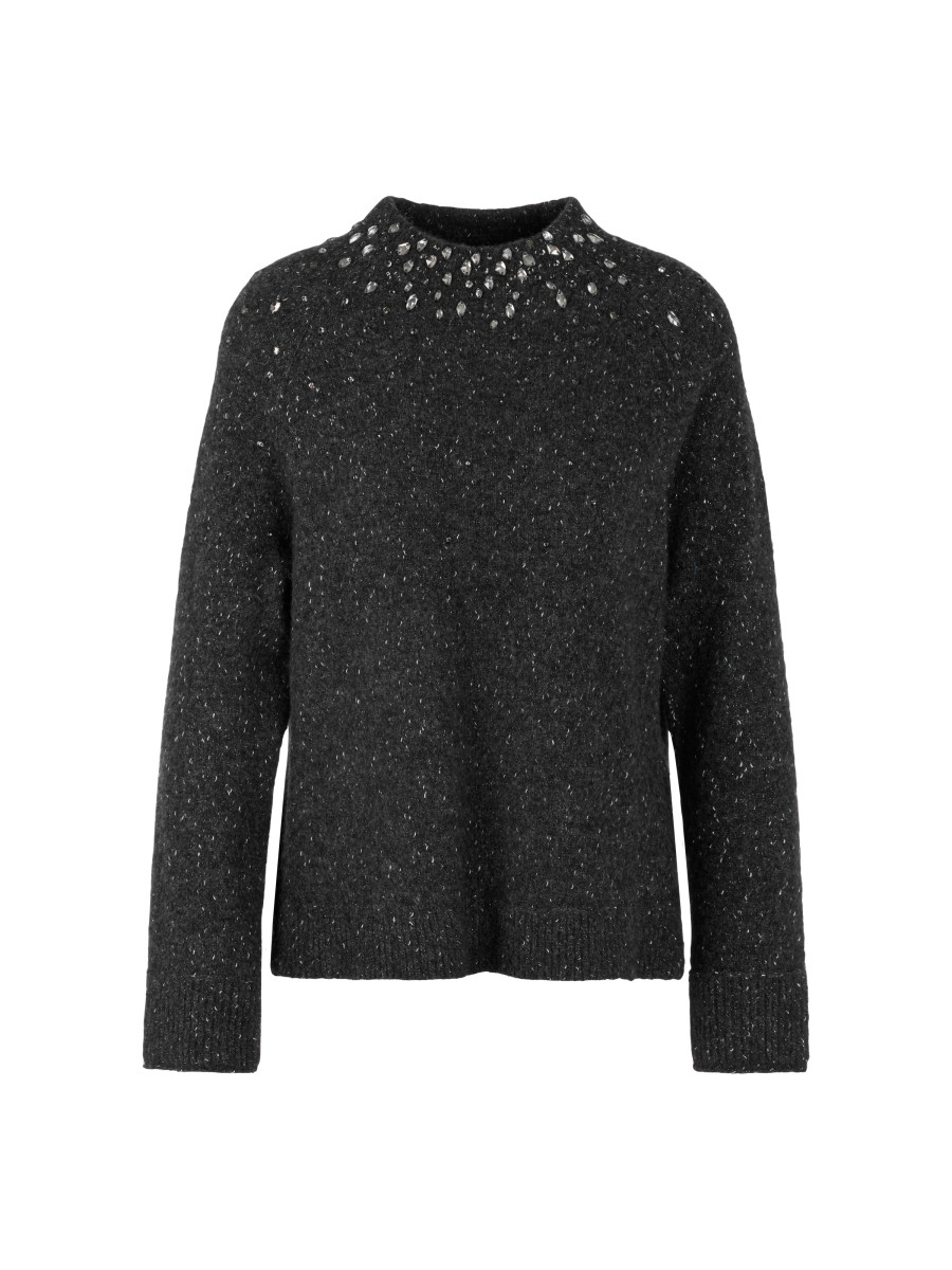 Damen Alpakamix-Pullover mit Glitzer-Details